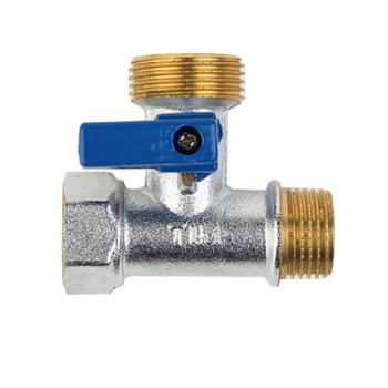 Кран шаровой TIM трёхпроходный д/стиральной машины никель 1/2*3/4*1/2 с/п