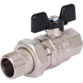 Кран шаровой полнопроходной STOUT американка ВР/НР ручка бабочка 3/4" с/п