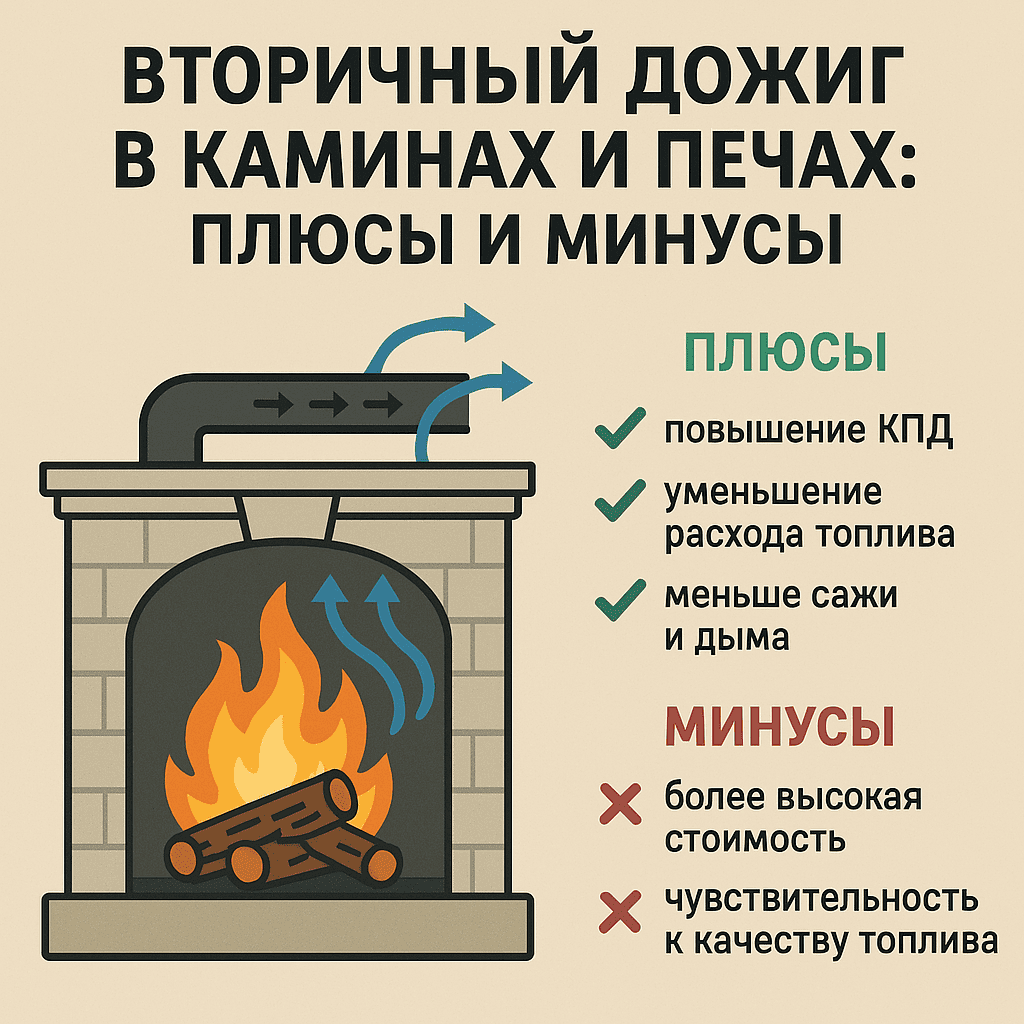 Вторичный дожиг в каминах и печах: плюсы и минус
